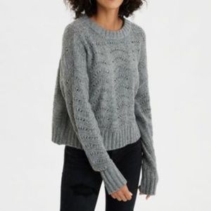 NWOT American Eagle Gray Scalloped Sweater